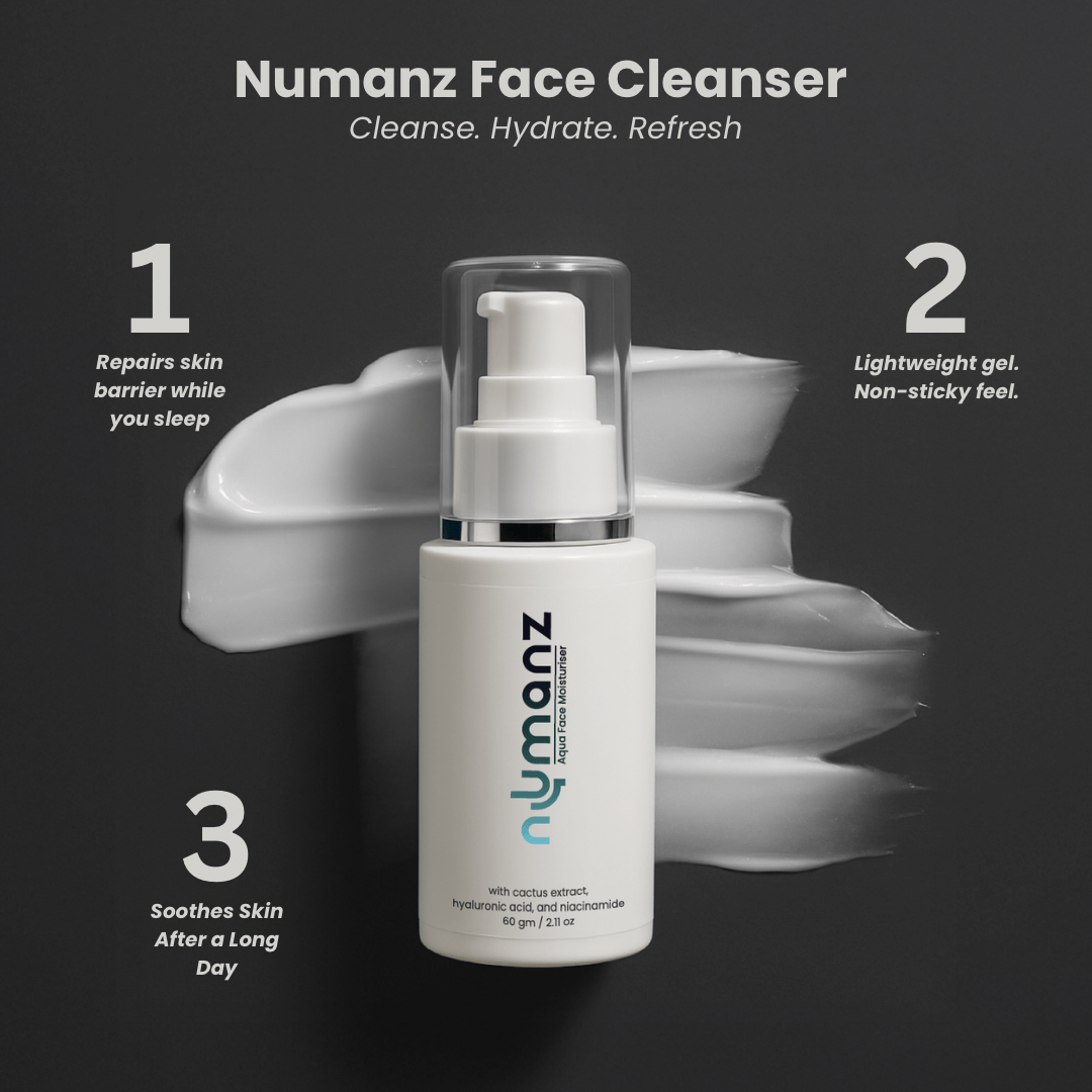 Numanz Aqua Face Moisturiser night gel with cactus extract for overnight repair, hydration, and soothing